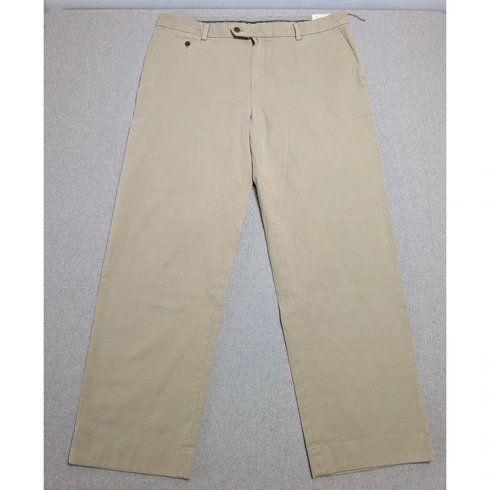 NWT Brooks Brothers Men's 42x32 Khaki Chinos Pants Brooksgate Cotton Stetch